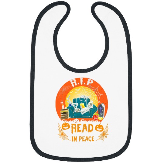 Librarian Job RIP Read In Peace Funny Skeletons Librarian Halloween Bibs