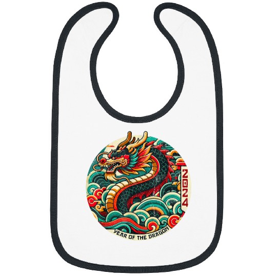 Dragon Pet Happy Lunar New Year Year of The Dragon Retro Dragon Bibs
