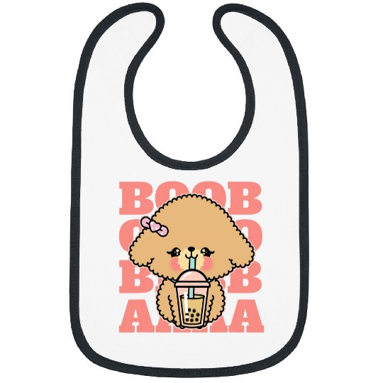 Kawaii Boba Bubble Milk Tea Korean Foodie Drinking Chibi Dog Bibs