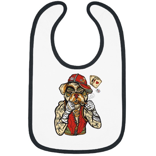 Tattoo Pitbull Dog Boxer Pitbull Dog Pokers Card Gambling Bibs