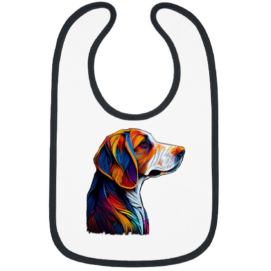 American Foxhound Colorful Abstract Line Art Bibs