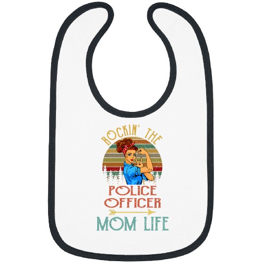 Rockin The Police Officer Mom Life vintages Cute Bibs