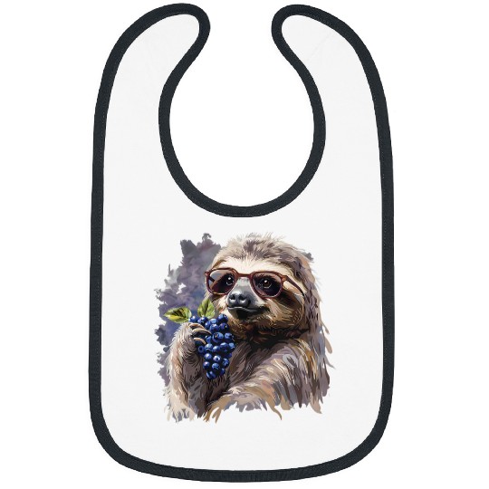 Sloth Pet Blueberry Sloth Sunglasses Animal Art Blueberries Portrait Bibs