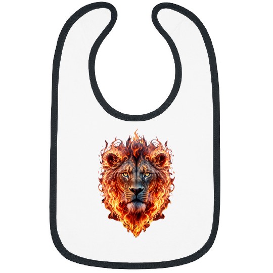 Lion Pet Face in Flames Bibs