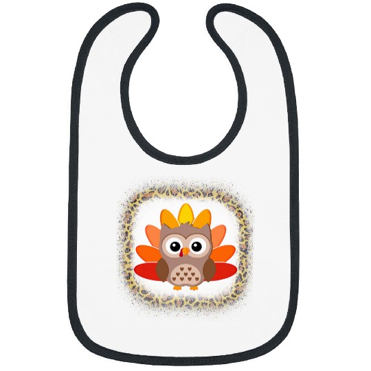 Owl Pet Thanksgiving Owl Turkey Leopard Print Fall Autumn Men Women Bibs