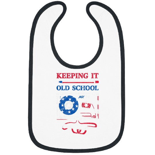 Keeping it Old School Cassette Tape American Flag Music Bibs
