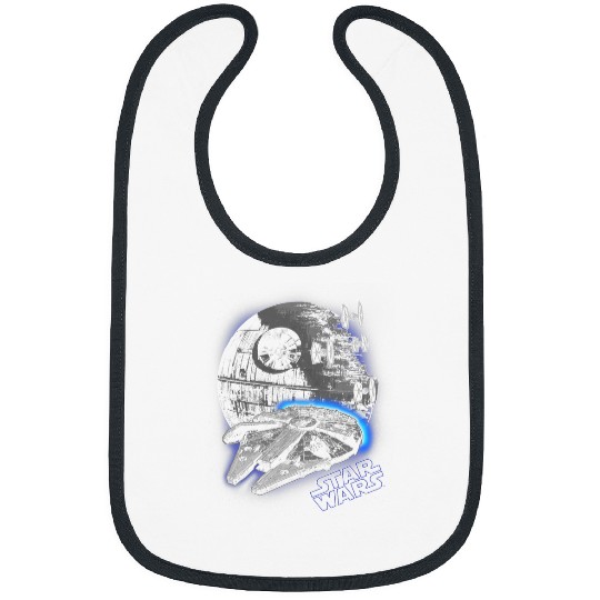Star Wars Classic Millennium Falcon Flying Over Death Star Bibs