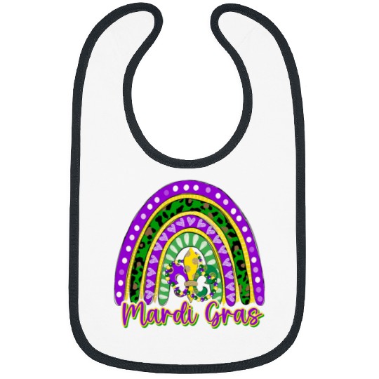Mardi Gras Rainbow Fleur De Lis Gerald Lily Bibs