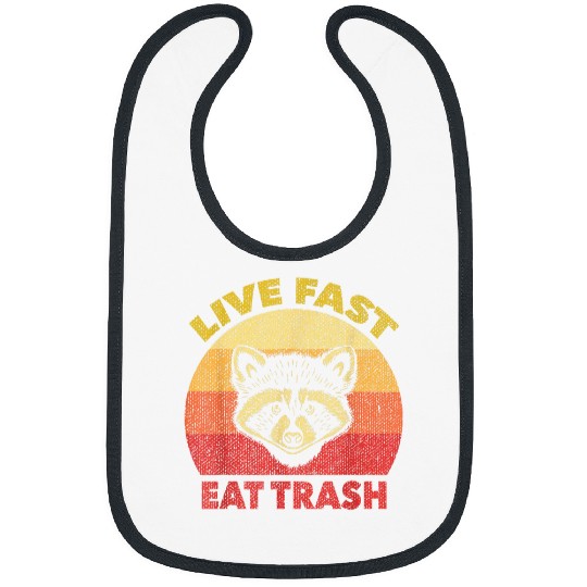 Raccoon Pet Live Fast Eat Trash Funny Raccoon Waschbar Vintage Bibs