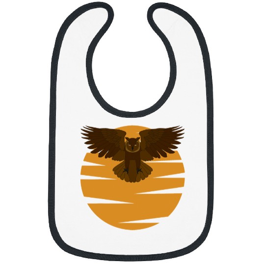 Owl Pet bird motif whit moon animal birds of prey imprint Bibs