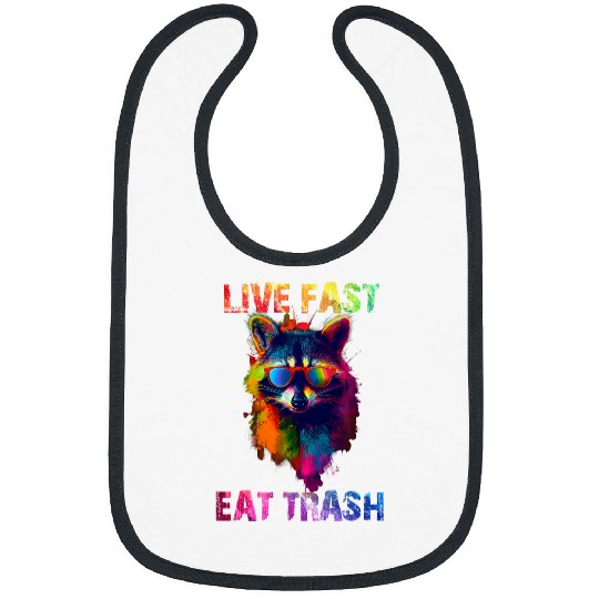 Raccoon Pet Live Fast Eat Trash Panda Colorful Bibs