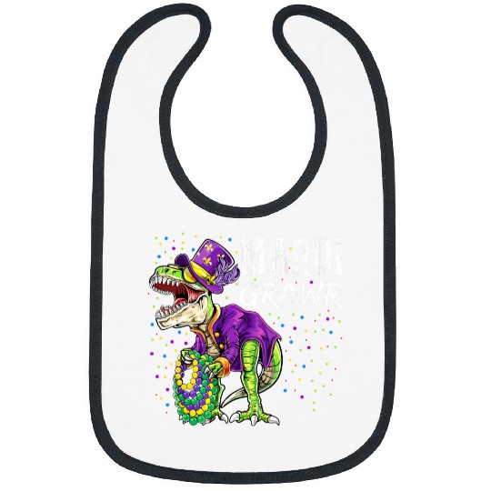Mardi Grawr Mardi Gras Funny TRexs Dinosaur New Orleans Kids Bibs