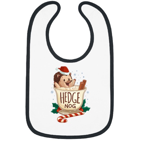 Hedgehog Pet Funny xmass Hedge Nog Hedgehog Eggnog Christmas Bibs