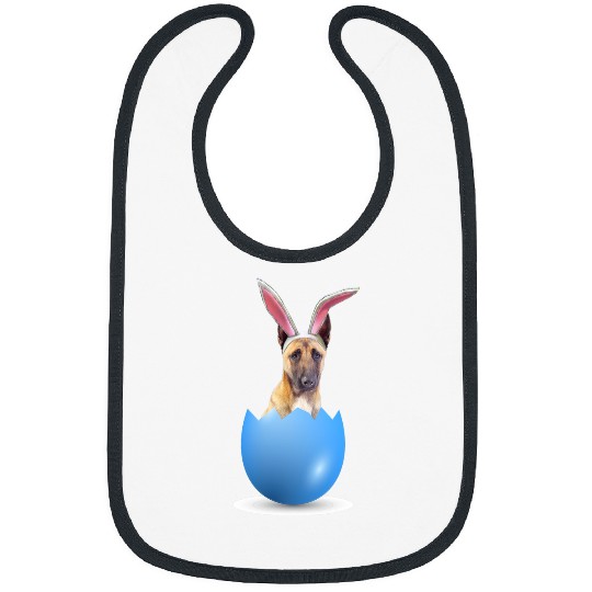 Belgian Malinois Dog Easter Bunny Colored Egg Hunting Sunday Bibs