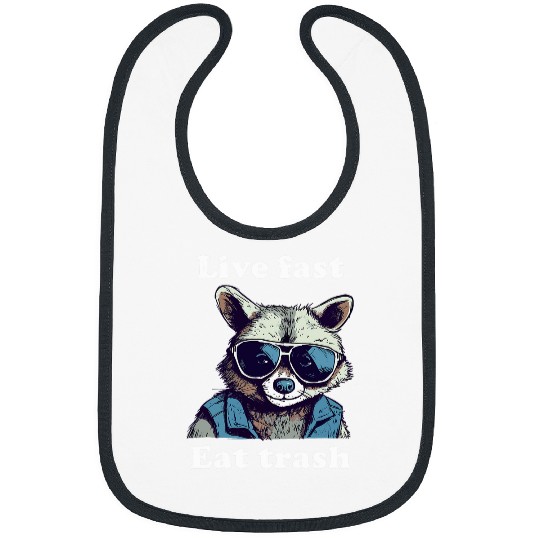Raccoon Pet Live Fast Eat Trash Funny Men s Raccoon Bibs