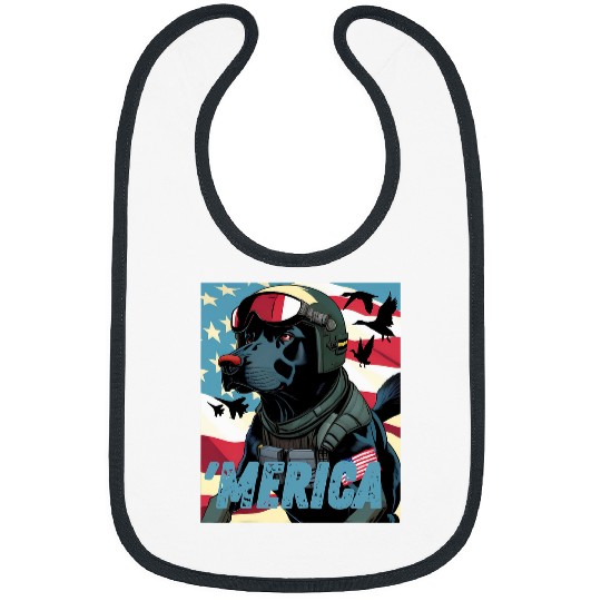 Merica Patriotic Black Labrador Duck Hunting Dove hunter Bibs