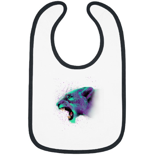 Lion Pet Face Hand Drawn Water Color Splash Art Colorful Lions 3 Bibs