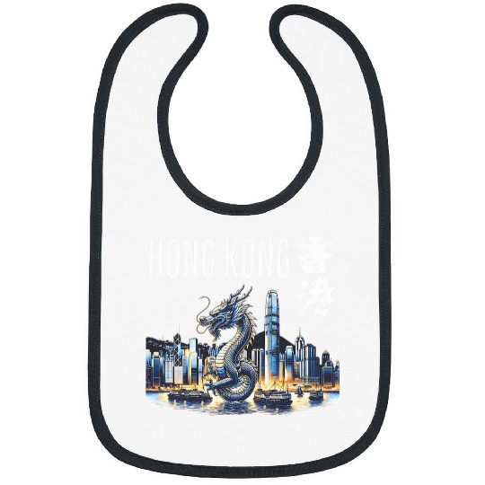 Dragon Pet Hong Kong Travel City View Chinese New Year of The Dragon Bibs