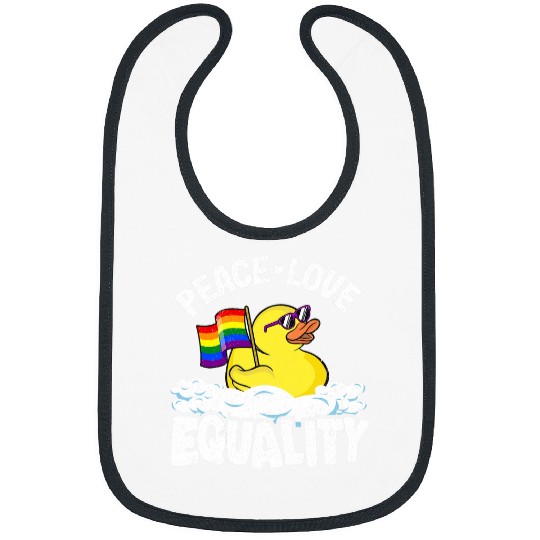 Duck Pet Peace Love Equality Rubber Duck Gay Pride Rainbow LGBT Bibs
