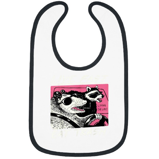 Raccoon Pet Live Fast Eat Trash Funny Retro Raccoon Opossum Bibs