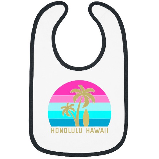 Surf Surfing Palm Tree Family Beach Vacation Honolulu Hawaii Bibs