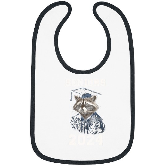 Raccoon Pet Seniors 2024 Graduation Raccoon Funny Graphic Senior Year Bibs