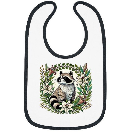 Raccoon Pet Lily Raccoon Illustration Nature Lovers Bibs