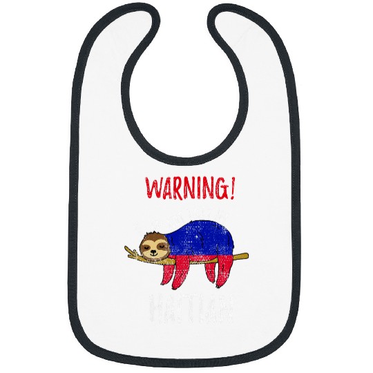 Sloth Pet Haiti Flag Sloth Im Not Lazy Im Haitian Vintage Bibs
