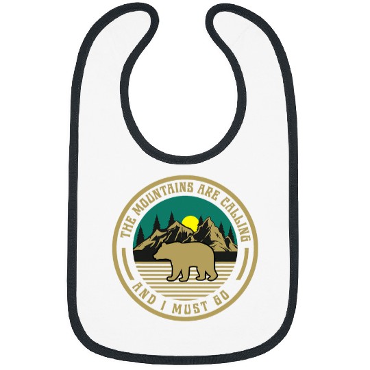 The Mountains Are Calling And I Must Go Camping Design Bibs
