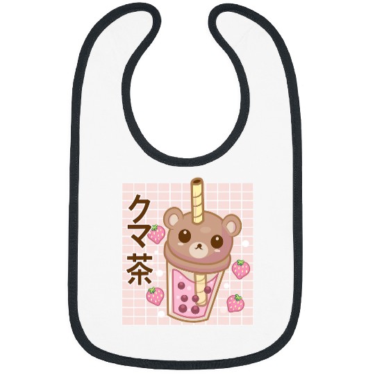 Bear Pet Kawaii Aesthetic Bubble Milk Tea Bear Boba Vaporwave 63 Bibs