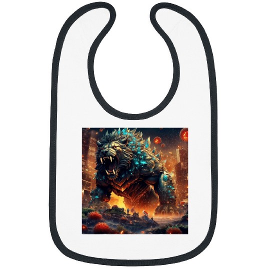Lion Pet Plague Lion Crystal Chimera Monster Dystopian Fantasy Design Bibs