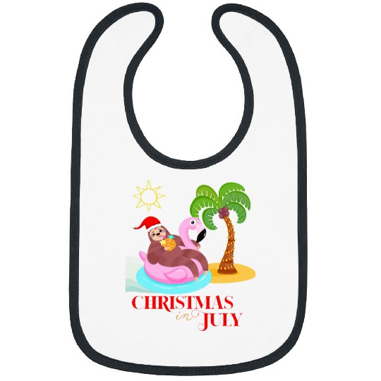 Sloth Pet on Flamingo Float Christmas in July Bibs