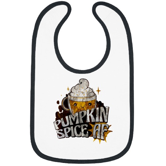 Coffee Fun Retro Style Old School Pumpkin Spice Latte Coffee Drink Art Bibs