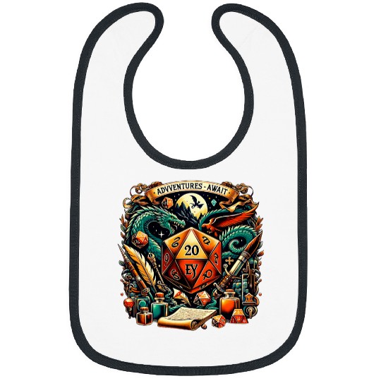 Dragon Pet When the Dragon Rolls Pen and Paper RPG Retro Gamer Bibs