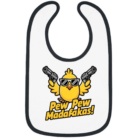 Duck Pet Pew Madafakas Pew Retro Chick with Guns for Duck Enthusiasts Bibs