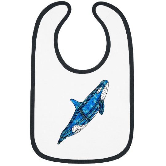 Tribal Polynesian Orca Killer Whale Tattoo Style Bibs