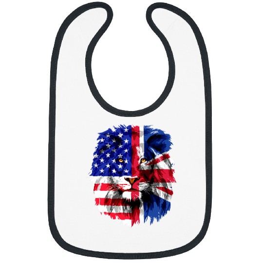 Lion Pet British American Flag Lion Britain Union Jack USA Flag Bibs
