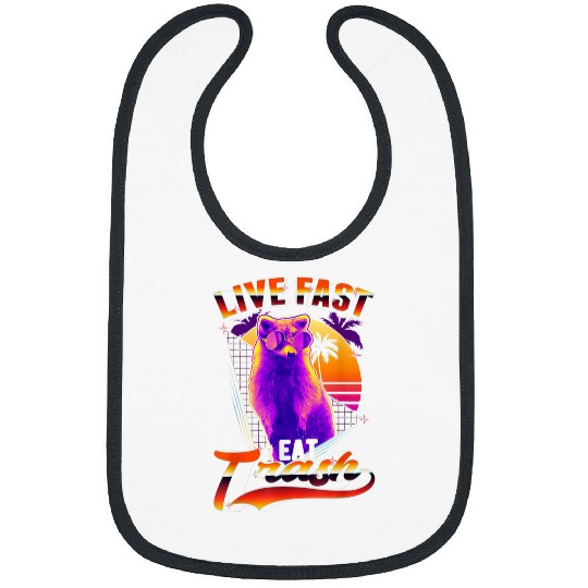 Raccoon Pet Live Fast Eat Trash Raccoon Vaporwave Red Panda 3 Bibs