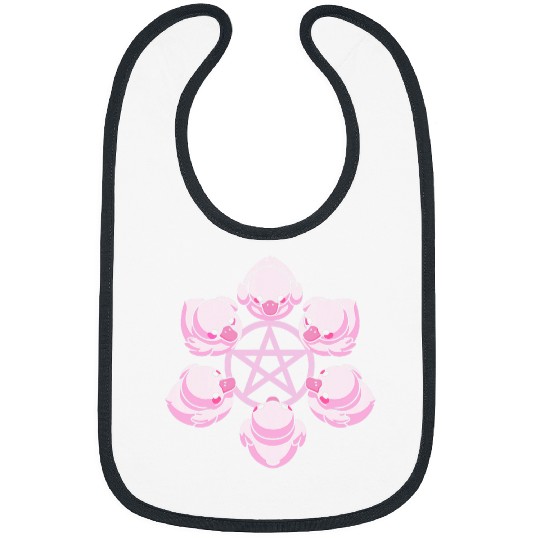 Duck Pet Pink Ducks Pentacle Pentagram Pastel Goth Alt Dark Humor Bibs