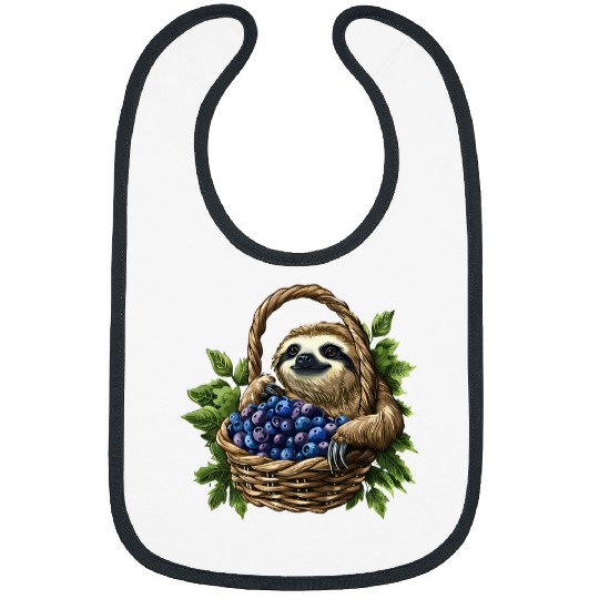 Sloth Pet Blueberry Sloth Blueberry Fruit Cute Sloth Animal Art Nature Bibs