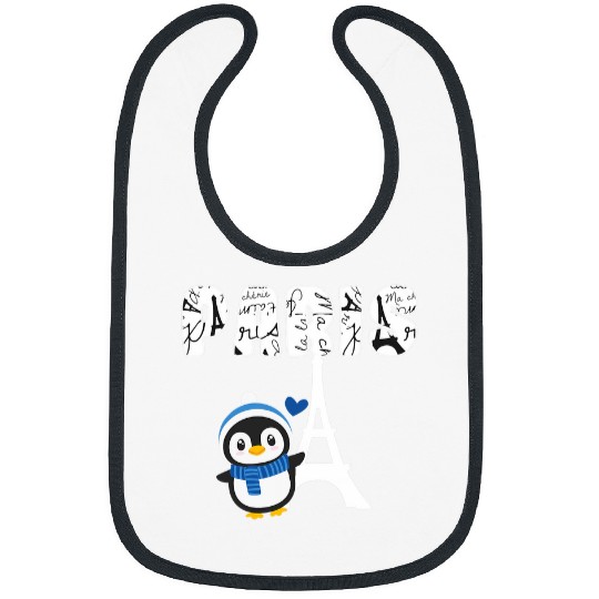 Penguin Pet Paris Cute Adorable Penguin I Love Paris France Travel Bibs