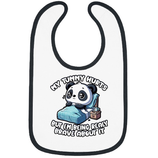 Panda Pet Brave Panda My Tummy Hurts Comforting Cute Bibs