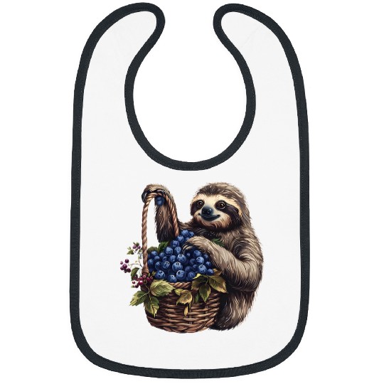 Sloth Pet Blueberry Sloth Animal Art Nature Blueberry Fruit Cute Sloth Bibs