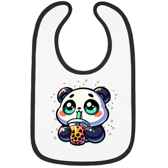 Panda Pet Drinking Boba Milk Tea Bubble Tea Anime Kawaii Bibs