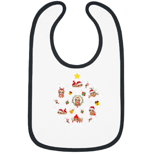 Sloth Pet O3lJ Sloth Snowflakes Christmas Merry xmass Sloth Lover Noel Bibs
