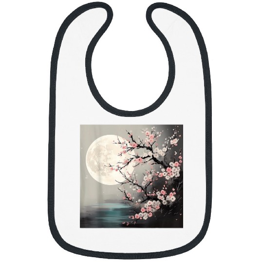 Midnight Magic in a Blossoming Cherry Blossom Garden Bibs