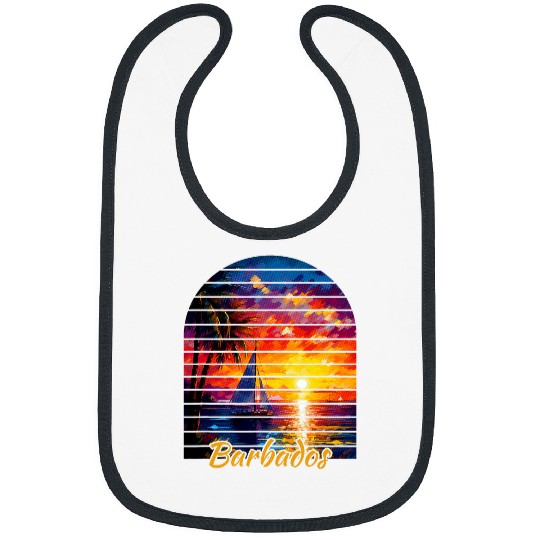 vintages Barbados Palm Tree Sailing Caribbean Sunset Vibes Bibs