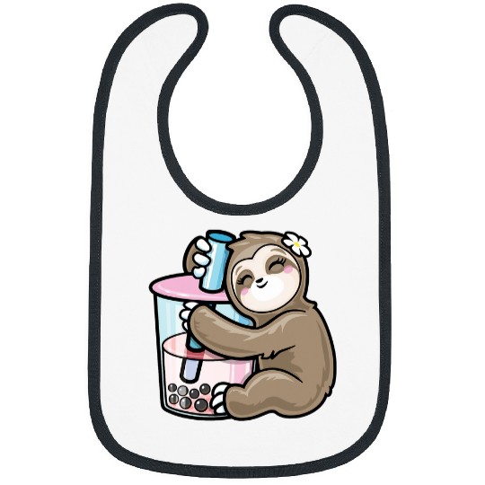Sloth Pet Hugging Boba Bubble Milk Tea Kawaii Girl Food lover Bibs
