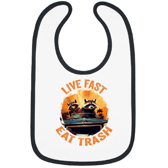 Raccoon Pet Live Fast Eat Trash Raccoon Trash Funny Humor 3 Bibs