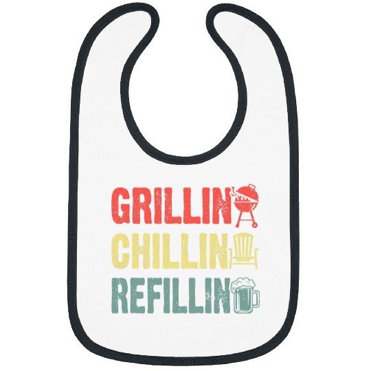 Beer Fun Grillin Chillin Refillin Barbeque BBQ Party Drinking Beer 1 Bibs
